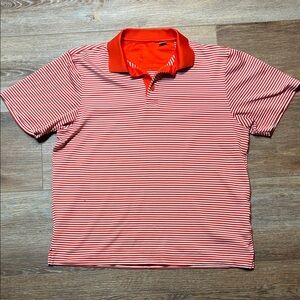 Cutter & Buck Red and White Striped Polo Shirt